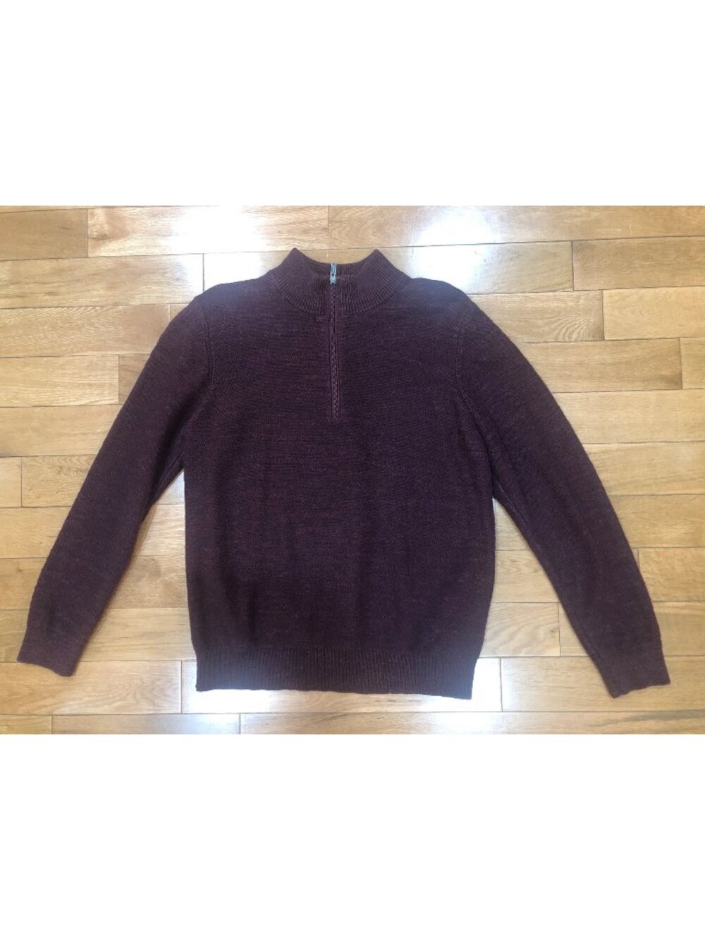 LL Bean Men’s 100% Organic Cotton Quarter Zip Sweater Plum Purple M-Reg Preppy